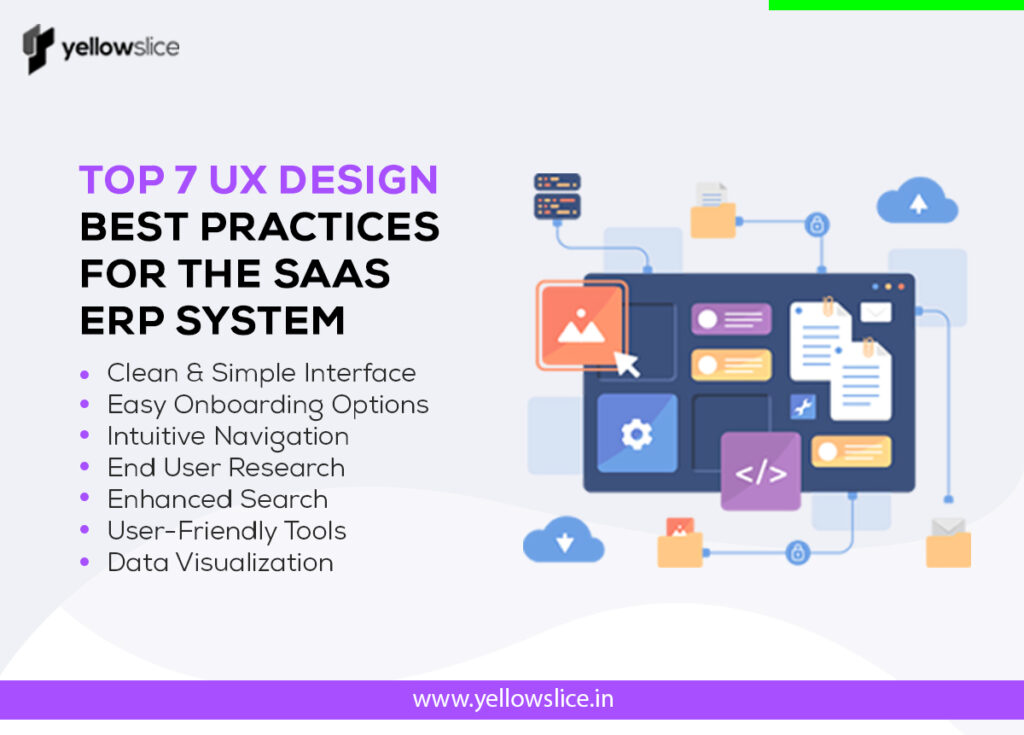 Infographic of Top 7 UX Design Best Practices for the SaaS ERP System
